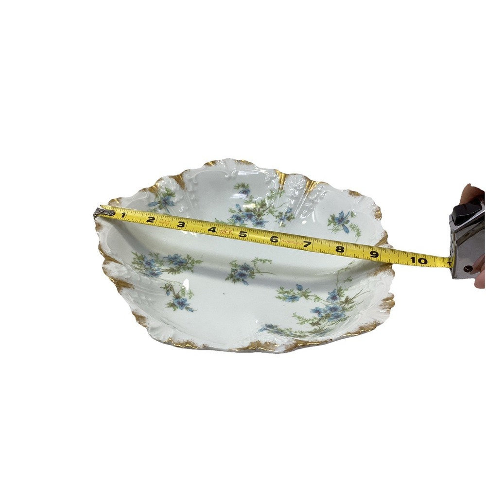 Vintage Ch. Field Haviland/GDA Limoges Scalloped Serving Bowl Blue Flowers 9.5" - Picture 8 of 9